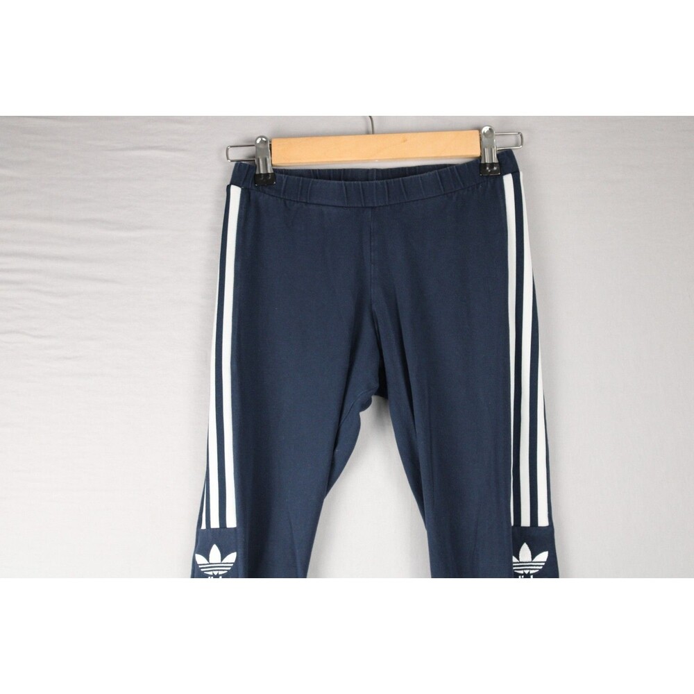 Adidas Womens Jeggings Blue Size Small 3 White Stripes Trefoil Workout Casual - Picture 10 of 14